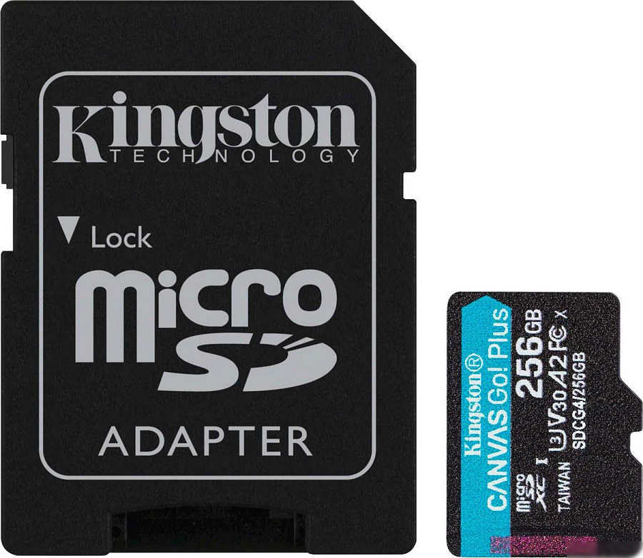 Карта памяти Kingston Canvas Go! microSDXC 256GB SDCG4/256GB (с адаптером)